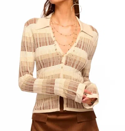 Ramy Brook Plaid Ivana Cardigan In Lt Bone In Brown