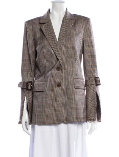 Pre-owned Ramy Brook Plaid Print Blazer In Brown