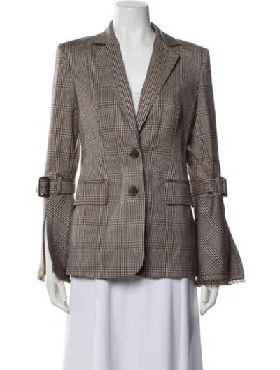 Pre-owned Ramy Brook Plaid Print Blazer In Neutral