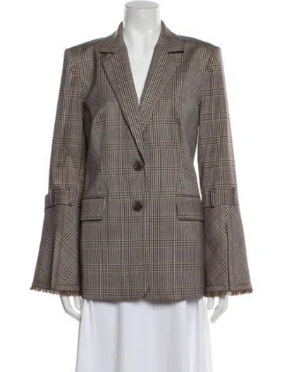 Pre-owned Ramy Brook Plaid Print Blazer W/ Tags In Brown