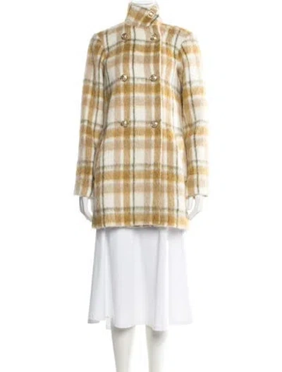 Pre-owned Ramy Brook Plaid Print Jacket In Yellow