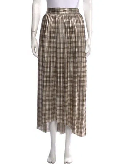 Pre-owned Ramy Brook Plaid Print Long Skirt In Neutrals