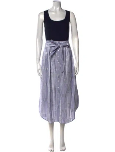 Pre-owned Ramy Brook Plaid Print Midi Length Dress In Blue