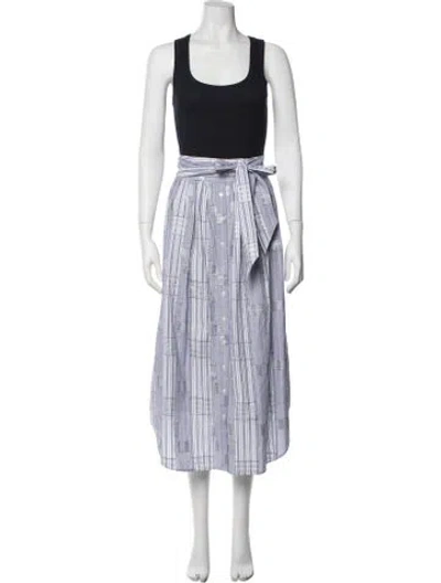Pre-owned Ramy Brook Plaid Print Midi Length Dress In Blue