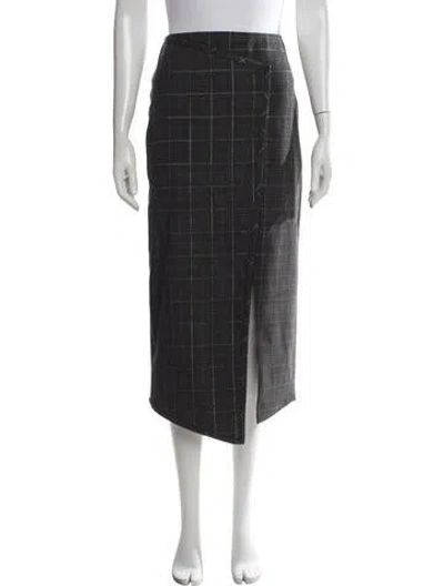 Pre-owned Ramy Brook Plaid Print Midi Length Skirt In Grey