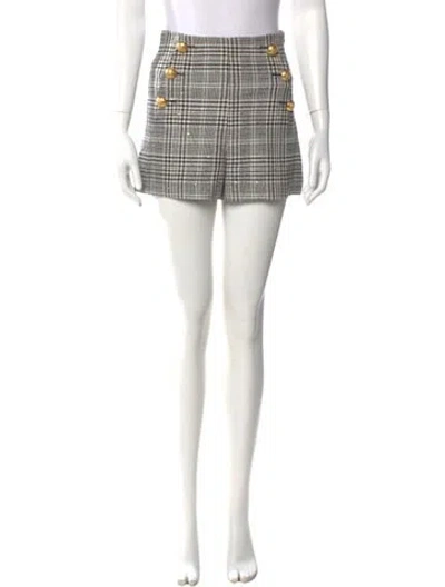 Pre-owned Ramy Brook Plaid Print Mini Shorts In Neutral