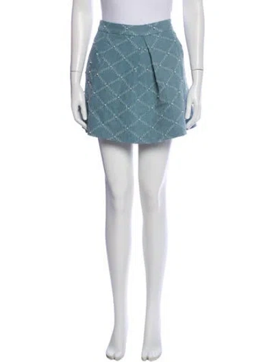 Pre-owned Ramy Brook Plaid Print Mini Skirt In Blue