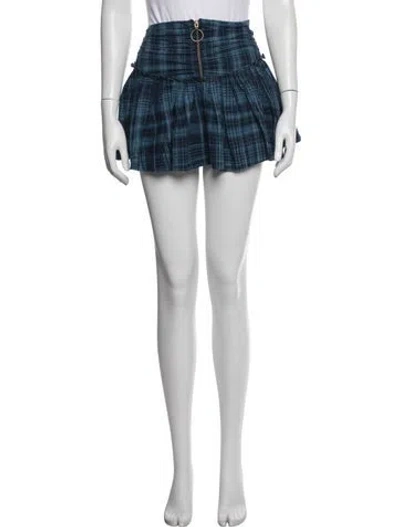 Pre-owned Ramy Brook Plaid Print Mini Skirt In Blue