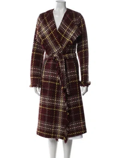 Pre-owned Ramy Brook Plaid Print Peacoat In Red