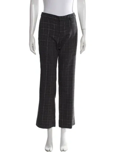 Pre-owned Ramy Brook Plaid Print Straight Leg Pants In Grey