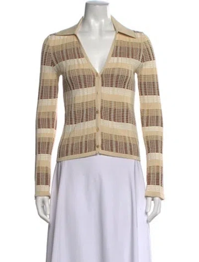 Pre-owned Ramy Brook Plaid Print Sweater In Neutrals