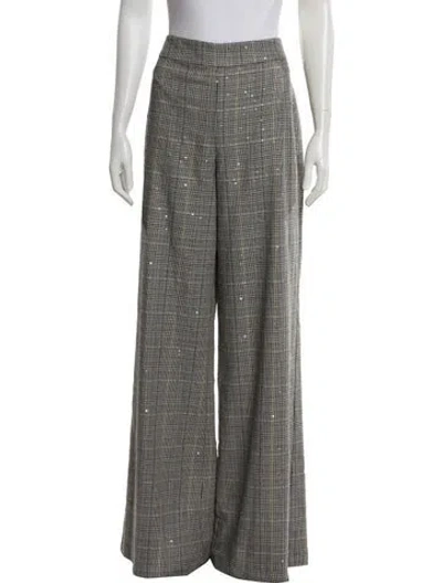Pre-owned Ramy Brook Plaid Print Wide Leg Pants W/ Tags In Yellow