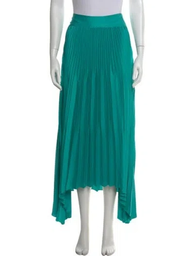 Pre-owned Ramy Brook Pleated Accents Long Skirt In Green
