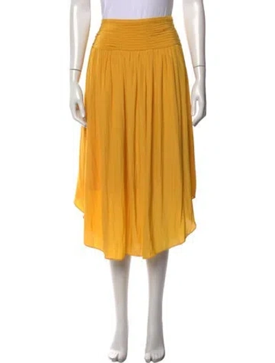 Pre-owned Ramy Brook Pleated Accents Midi Length Skirt In Burgundy