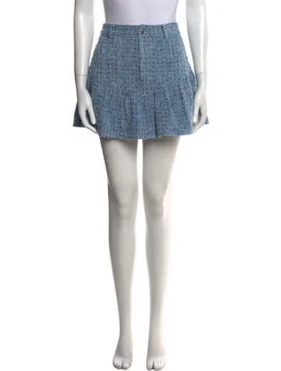 Pre-owned Ramy Brook Pleated Accents Mini Skirt In Blue