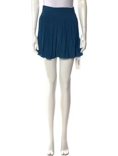 Pre-owned Ramy Brook Pleated Accents Mini Skirt In Blue