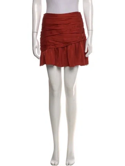 Pre-owned Ramy Brook Pleated Accents Mini Skirt In Orange
