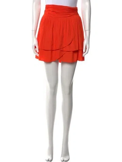 Pre-owned Ramy Brook Pleated Accents Mini Skirt In Orange
