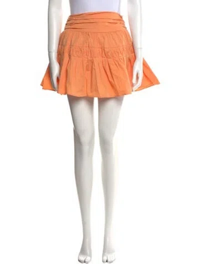 Pre-owned Ramy Brook Pleated Accents Mini Skirt In Orange