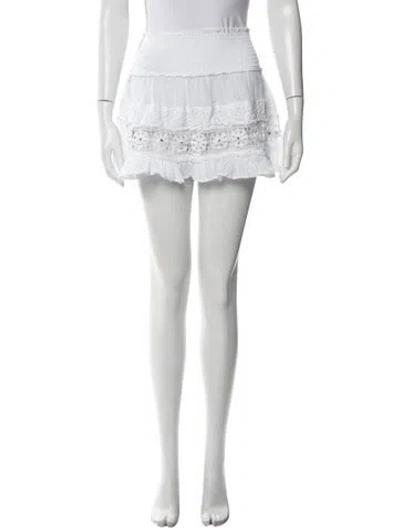Pre-owned Ramy Brook Pleated Accents Mini Skirt In White