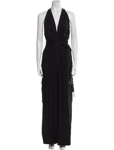 Pre-owned Ramy Brook Plunge Neckline Jumpsuit In Black