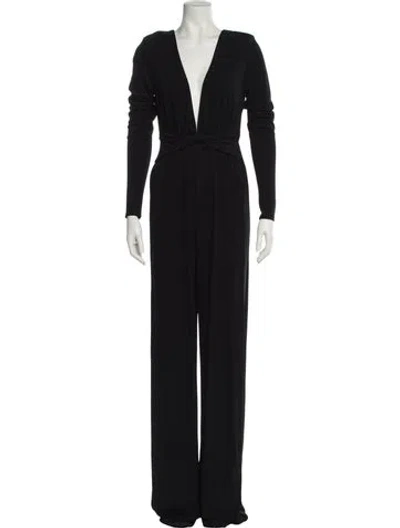 Pre-owned Ramy Brook Plunge Neckline Jumpsuit In Black