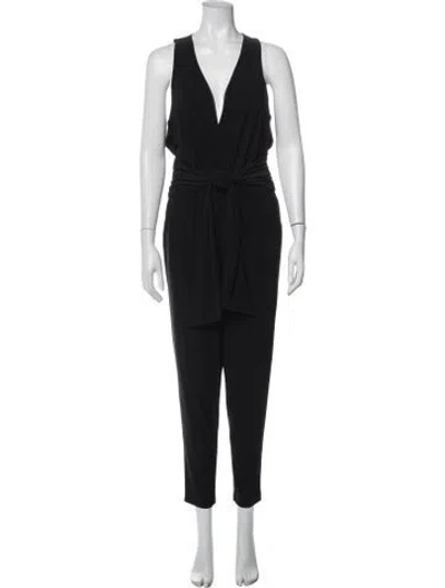 Pre-owned Ramy Brook Plunge Neckline Jumpsuit In Black