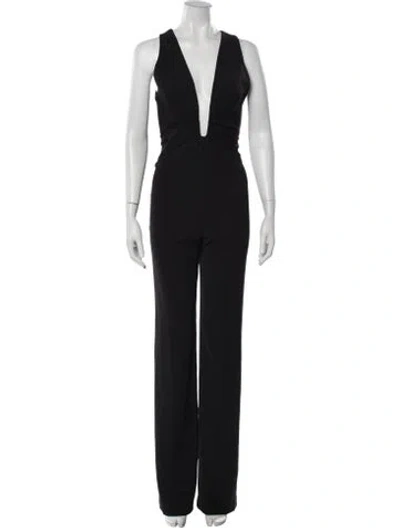 Pre-owned Ramy Brook Plunge Neckline Jumpsuit In Black