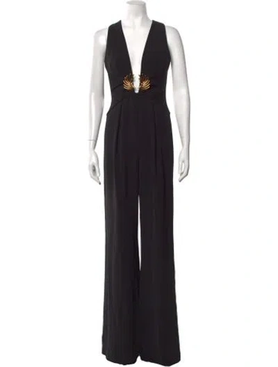 Pre-owned Ramy Brook Plunge Neckline Jumpsuit In Black