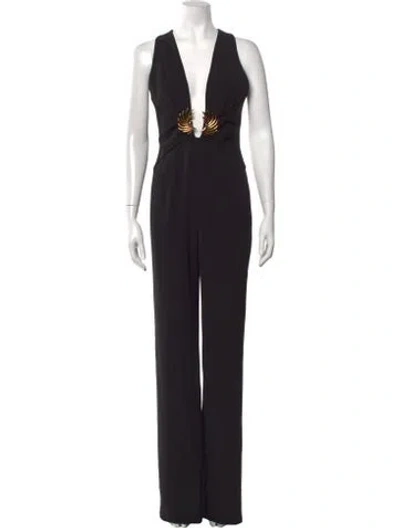 Pre-owned Ramy Brook Plunge Neckline Jumpsuit In Black