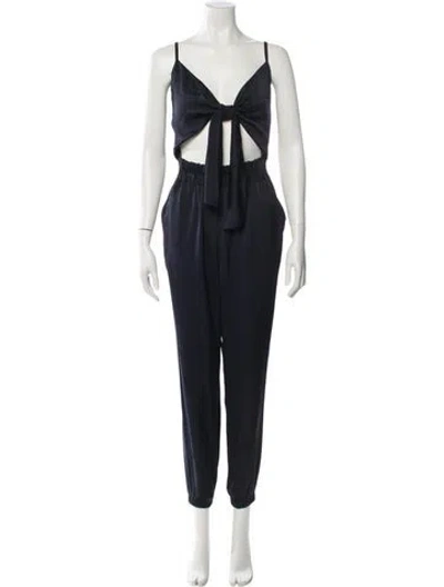 Pre-owned Ramy Brook Plunge Neckline Jumpsuit W/ Tags In Black