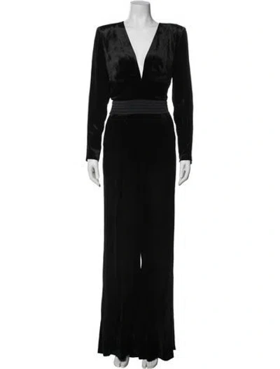 Pre-owned Ramy Brook Plunge Neckline Jumpsuit W/ Tags In Black