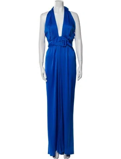 Pre-owned Ramy Brook Plunge Neckline Jumpsuit W/ Tags In Blue