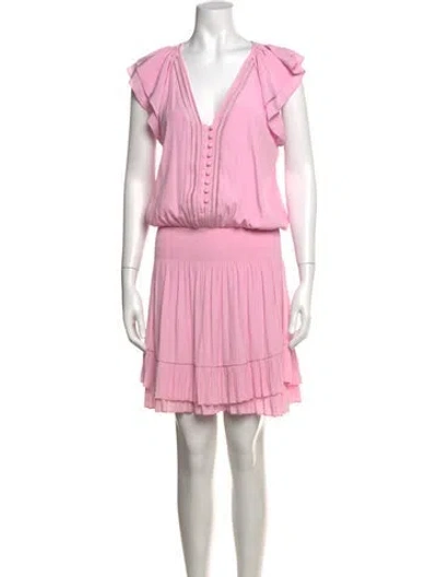 Pre-owned Ramy Brook Plunge Neckline Mini Dress In Pink
