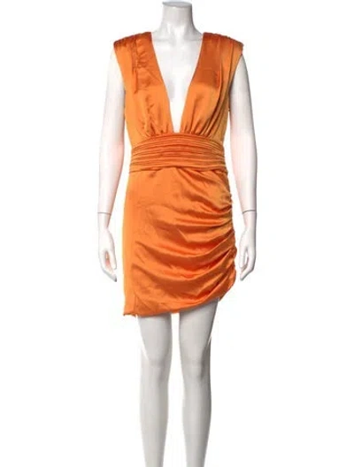 Pre-owned Ramy Brook Plunge Neckline Mini Dress W/ Tags In Orange