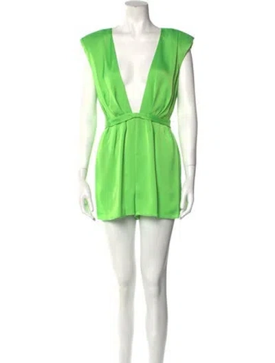 Pre-owned Ramy Brook Plunge Neckline Romper In Green