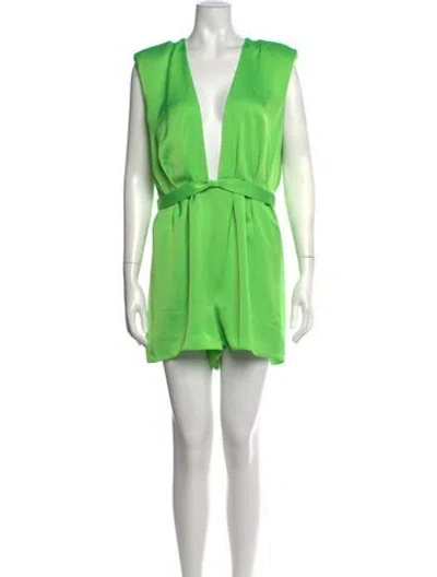 Pre-owned Ramy Brook Plunge Neckline Romper In Green