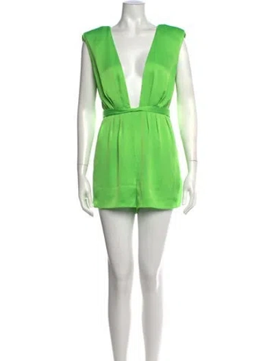 Pre-owned Ramy Brook Plunge Neckline Romper In Green
