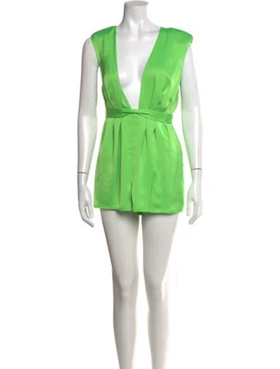Pre-owned Ramy Brook Plunge Neckline Romper In Green