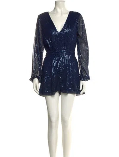 Pre-owned Ramy Brook Plunge Neckline Romper W/ Tags In Blue