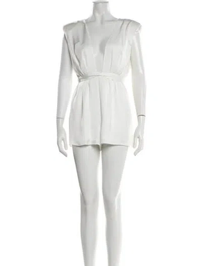 Pre-owned Ramy Brook Plunge Neckline Romper W/ Tags In White