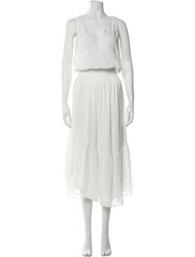Pre-owned Ramy Brook Polka Dot Print Midi Length Dress In Blue/white