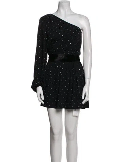 Pre-owned Ramy Brook Polka Dot Print Mini Dress In Black