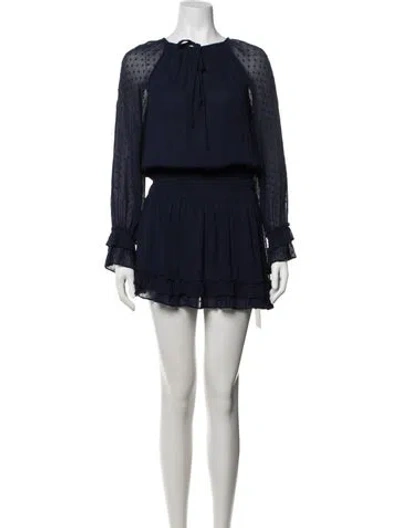 Pre-owned Ramy Brook Polka Dot Print Mini Dress In Blue