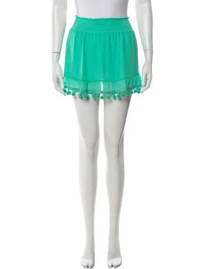 Pre-owned Ramy Brook Pom-pom Embellishments Mini Skirt W/ Tags In Green