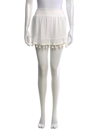 Pre-owned Ramy Brook Pom-pom Embellishments Mini Skirt W/ Tags In White
