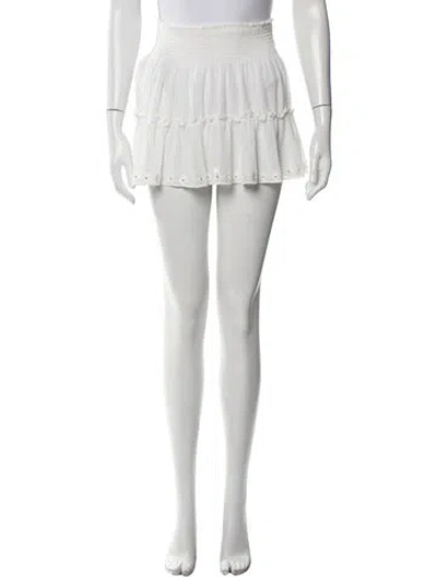 Pre-owned Ramy Brook Pom-pom Embellishments Mini Skirt In White
