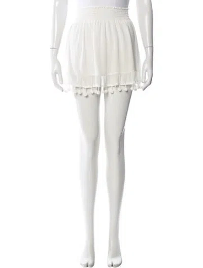 Pre-owned Ramy Brook Pom-pom Embellishments Mini Skirt In White
