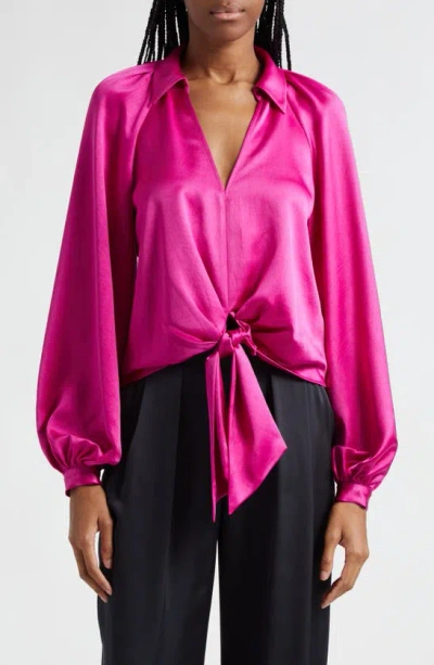 Ramy Brook Women's Posh Emily Satin Bishop-sleeve Blouse In Wild Rose