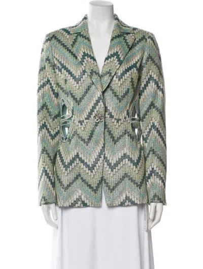 Pre-owned Ramy Brook Printed Blazer In Green